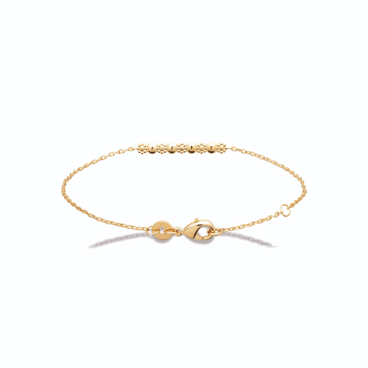 Bracelet chaîne fine ligne de fleurs dorées perlées en plaqué or