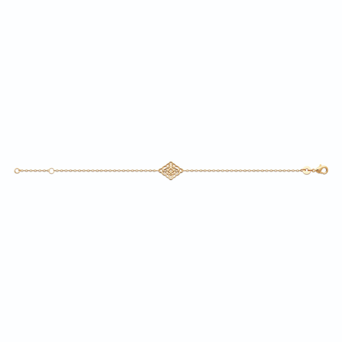 Bracelet chaîne fine losange en dentelle de métal en plaqué or