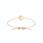Bracelet chaîne fine médaillon octogonal pavé de zircons en plaqué or