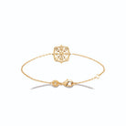Bracelet chaîne fine médaillon rosace en dentelle de métal en plaqué or
