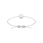 Bracelet chaîne fine motif carré serti de zircons en argent 925 rhodié