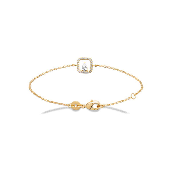 Bracelet chaîne fine motif carré serti de zircons en plaqué or