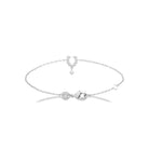 Bracelet chaîne fine motif en U perlé et zircons en argent 925 rhodié