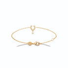 Bracelet chaîne fine motif en U perlé et zircons en plaqué or