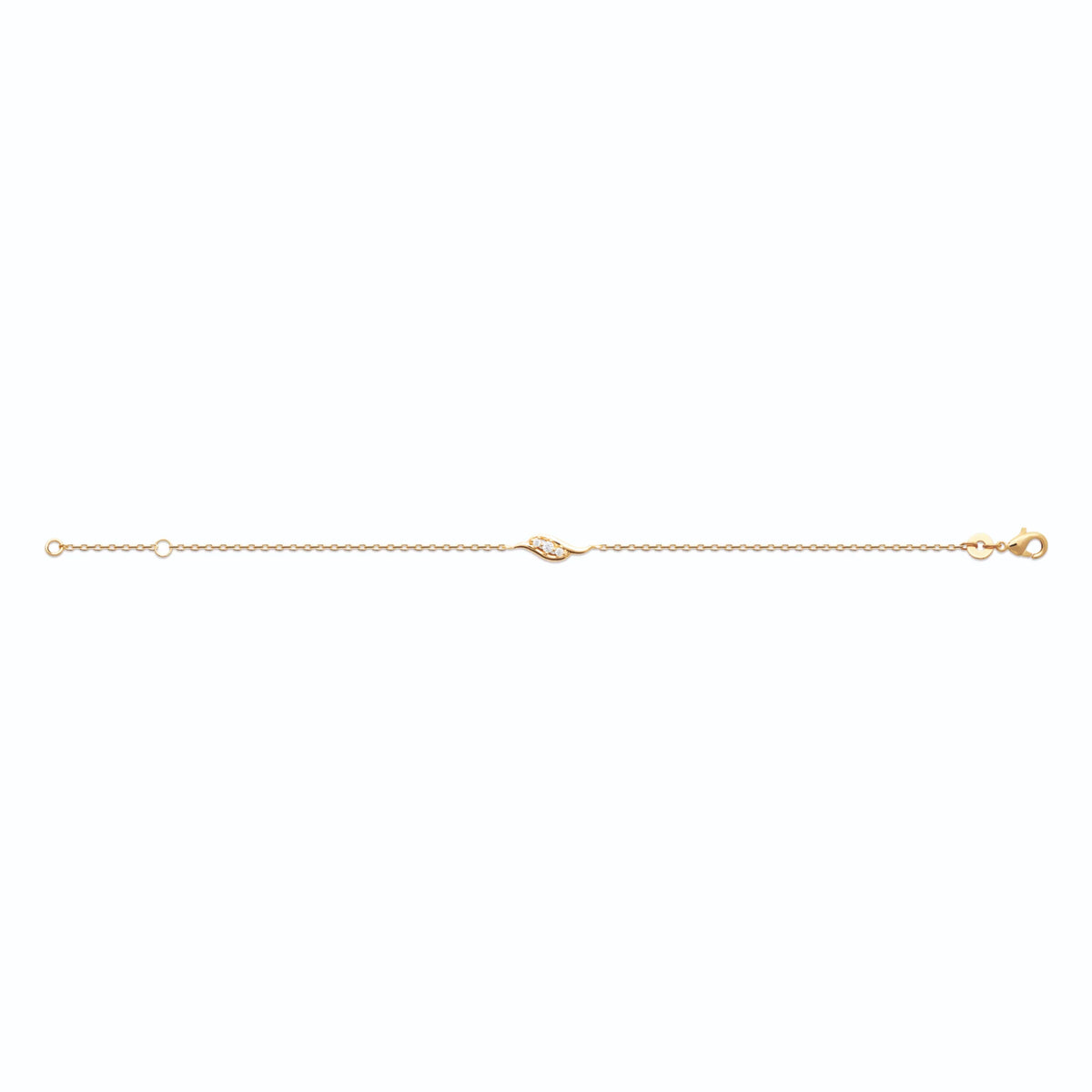 Bracelet chaîne fine motif ondulé ajouré et zircons en plaqué or