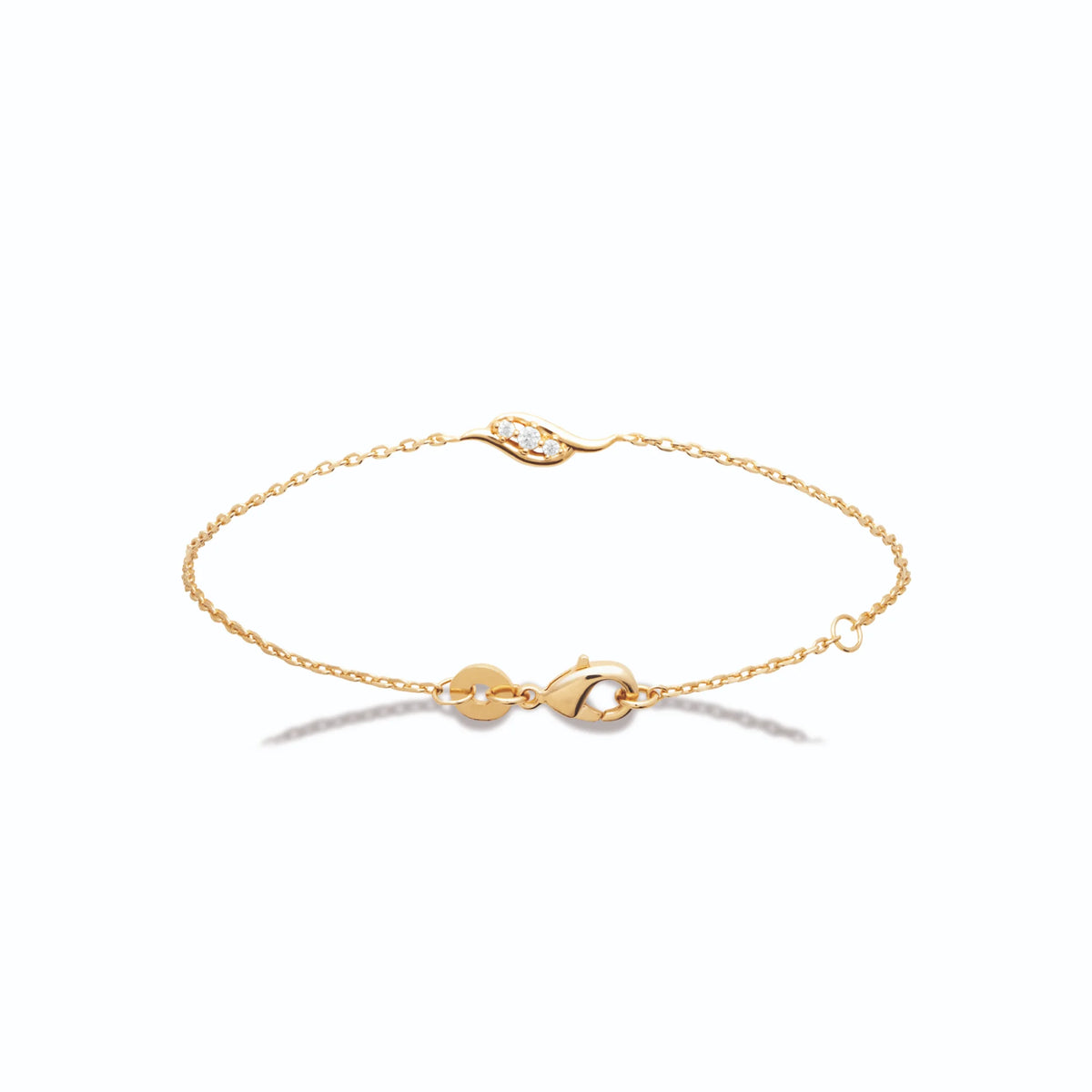 Bracelet chaîne fine motif ondulé ajouré et zircons en plaqué or