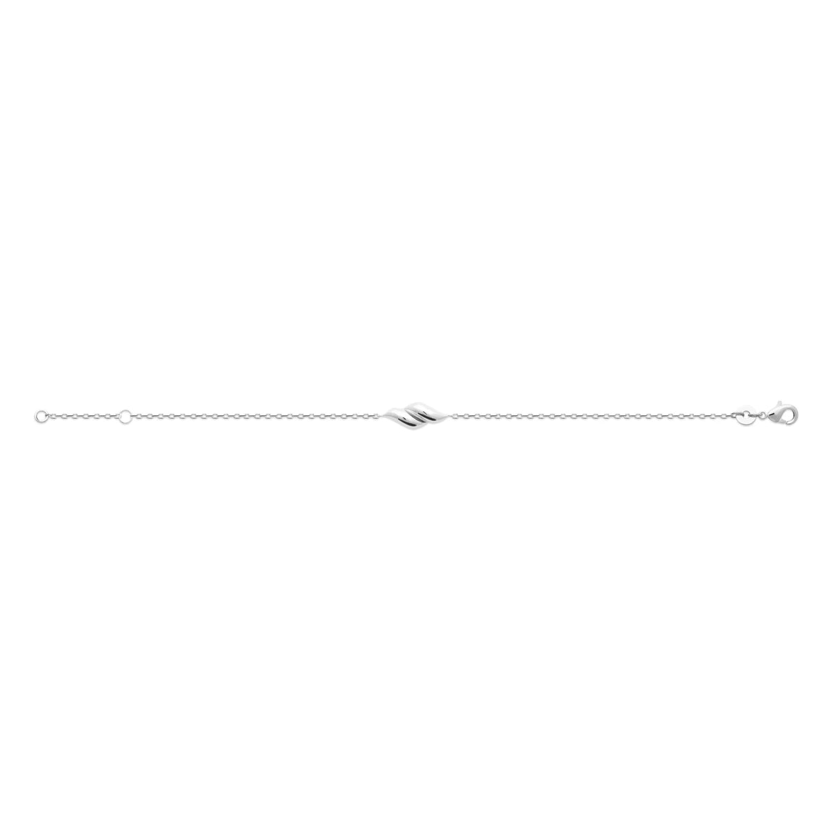 Bracelet chaîne fine motif torsadé en flamme en argent 925 rhodié
