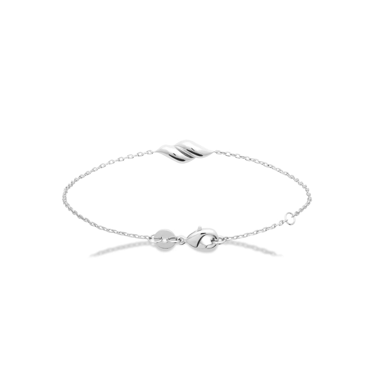 Bracelet chaîne fine motif torsadé en flamme en argent 925 rhodié