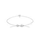 Bracelet chaîne fine nœud à trois boucles et zircon en argent 925 rhodié
