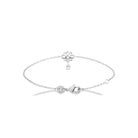 Bracelet chaîne fine nœud entrelacé et pampille zircon en argent 925 rhodié