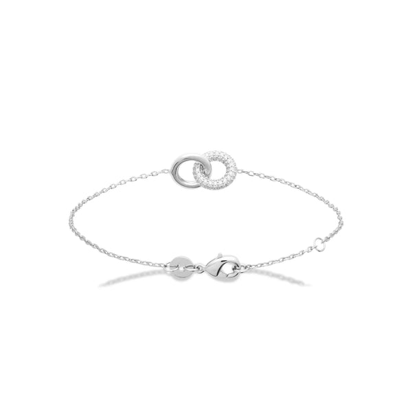 Bracelet chaîne fine ovales bombés entrelacés en argent 925 rhodié