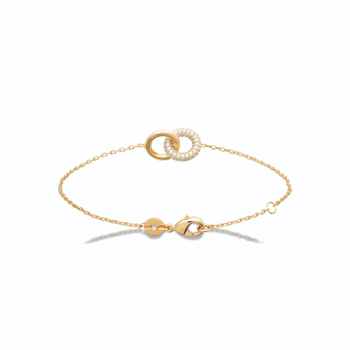 Bracelet chaîne fine ovales bombés entrelacés en plaqué or