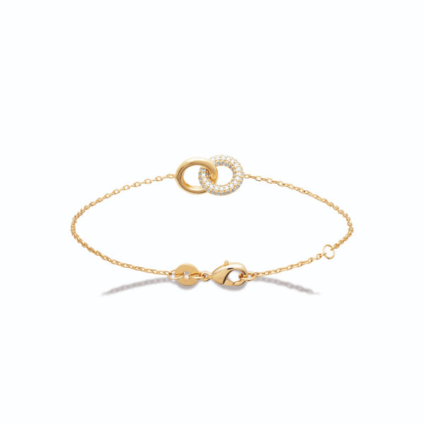 Bracelet chaîne fine ovales bombés entrelacés en plaqué or