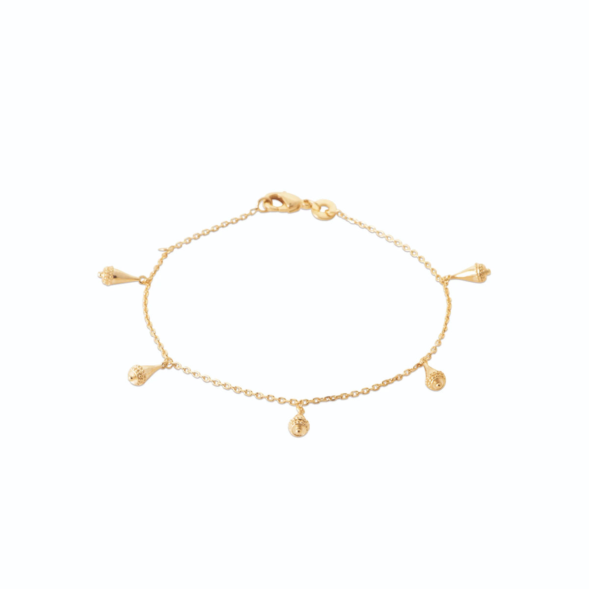 Bracelet chaîne fine pampille goutte perlée en plaqué or
