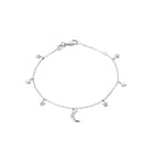 Bracelet chaîne fine pampilles étoiles et lune en argent 925 rhodié