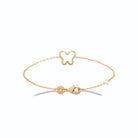 Bracelet chaîne fine papillon ajouré perlé en plaqué or