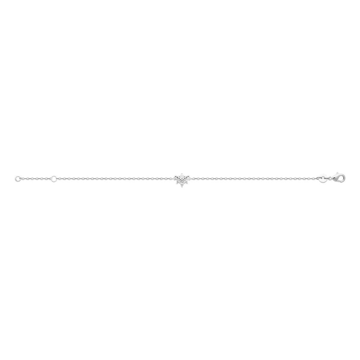 Bracelet chaîne fine petit astre de zircons en argent 925 rhodié