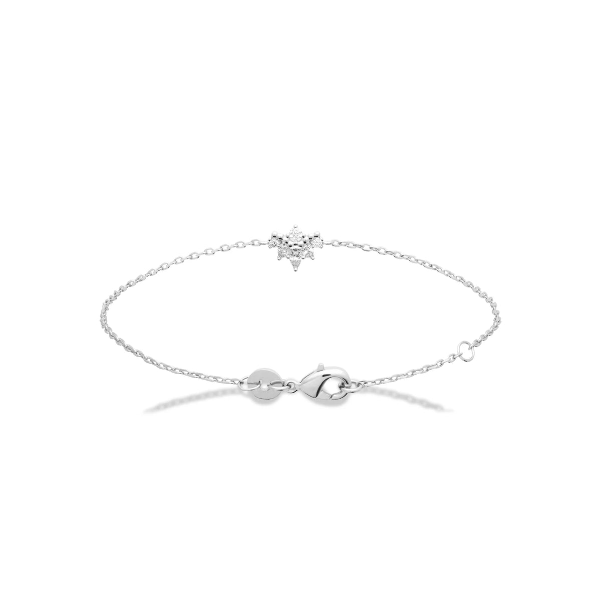 Bracelet chaîne fine petit astre de zircons en argent 925 rhodié