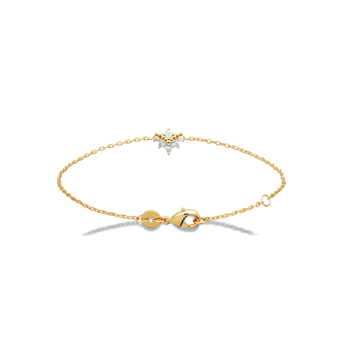 Bracelet chaîne fine petit astre de zircons en plaqué or