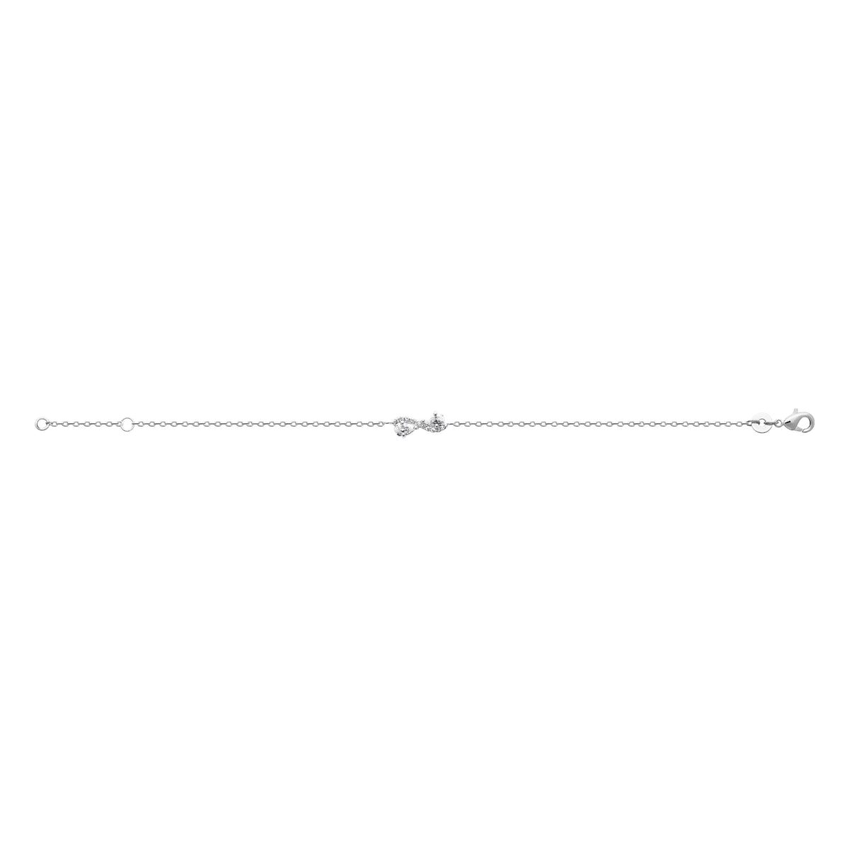 Bracelet chaîne fine petite fleur de zircons en argent 925 rhodié