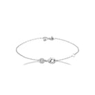 Bracelet chaîne fine petite fleur de zircons en argent 925 rhodié