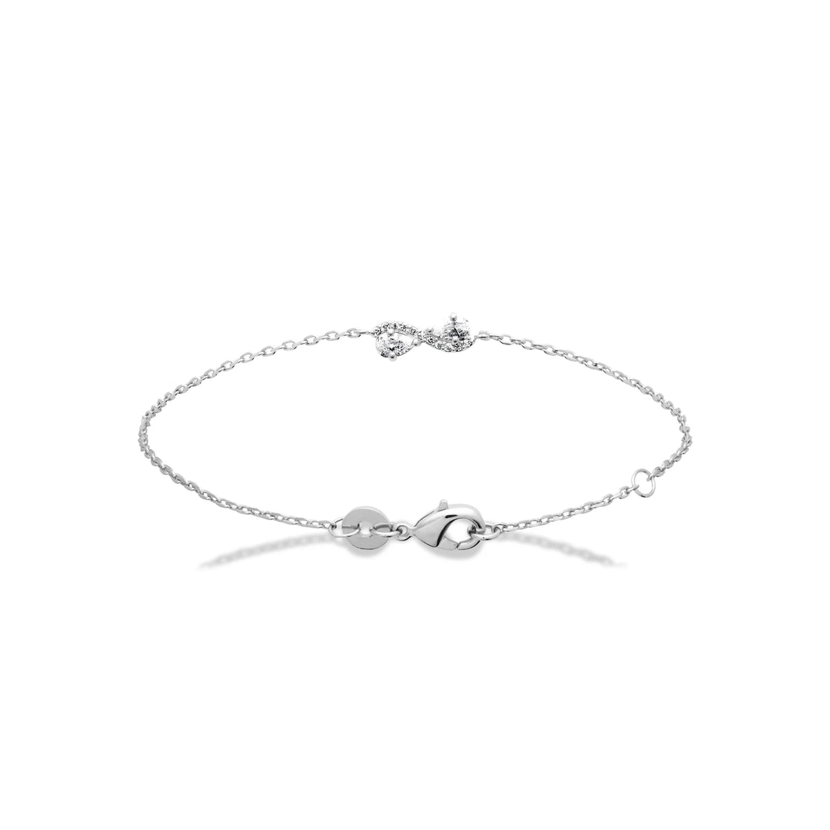 Bracelet chaîne fine petite fleur de zircons en argent 925 rhodié