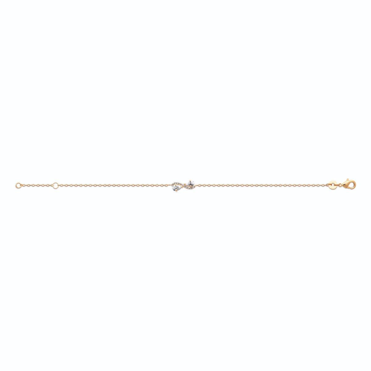 Bracelet chaîne fine petite fleur de zircons en plaqué or