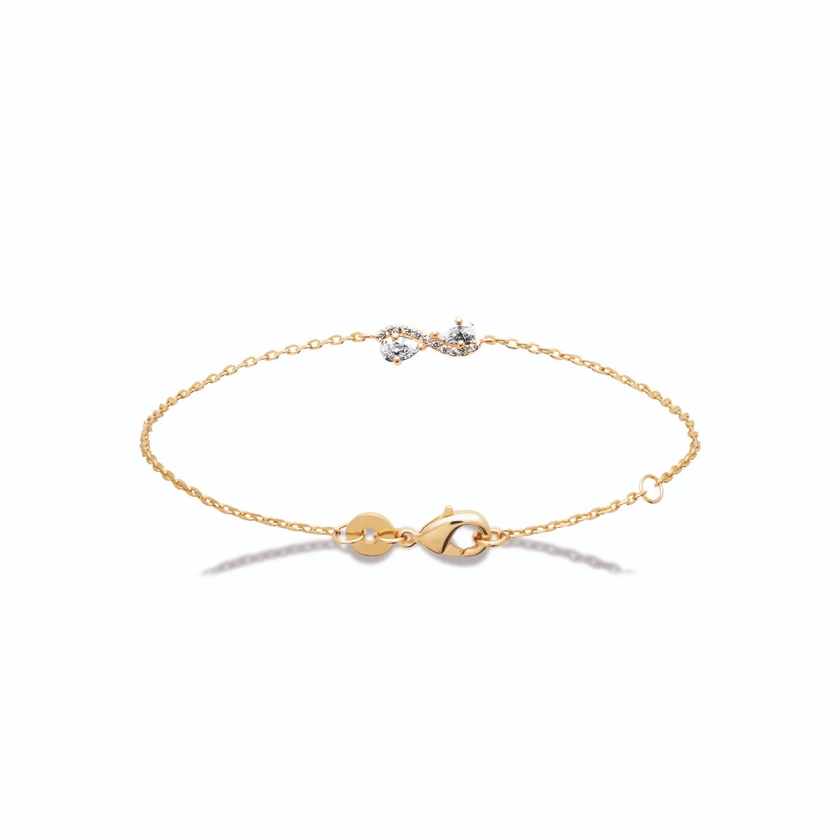 Bracelet chaîne fine petite fleur de zircons en plaqué or