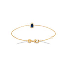 Bracelet chaîne fine petite goutte bleu nuit cerclée de zircons en plaqué or