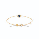 Bracelet chaîne fine pierre bleu nuit et halo de zircons en plaqué or