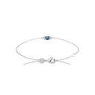 Bracelet chaîne fine pierre bleue coussin et zircons en argent 925 rhodié
