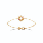 Bracelet chaîne fine soleil de pierres roses et orangées en plaqué or
