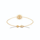 Bracelet chaîne fine soleil rayonnant granulé en plaqué or