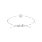 Bracelet chaîne fine et soleil de zircons en argent 925, vue d’ensemble sur fond blanc