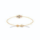 Bracelet chaîne fine trèfle de pierres colorées en plaqué or