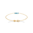 Bracelet chaîne fine trio de pierres bleues en plaqué or