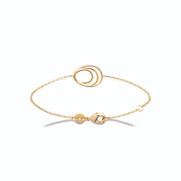 Bracelet chaîne fine trois anneaux imbriqués en plaqué or