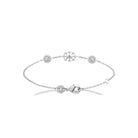Bracelet chaîne fine trois rosaces de zircons en argent 925 rhodié