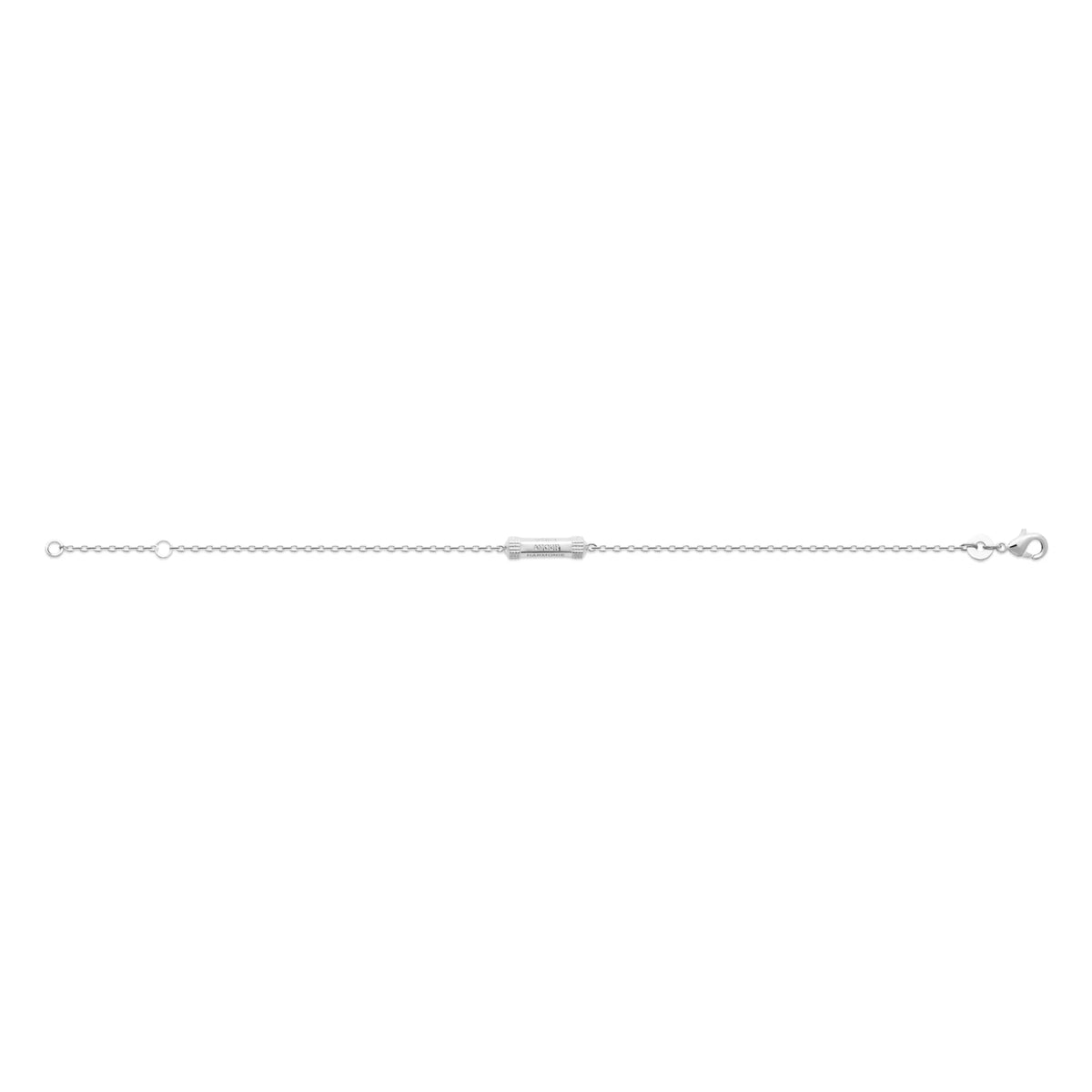 Bracelet chaîne fine tube gravé Amour Désir Harmonie en argent 925 rhodié