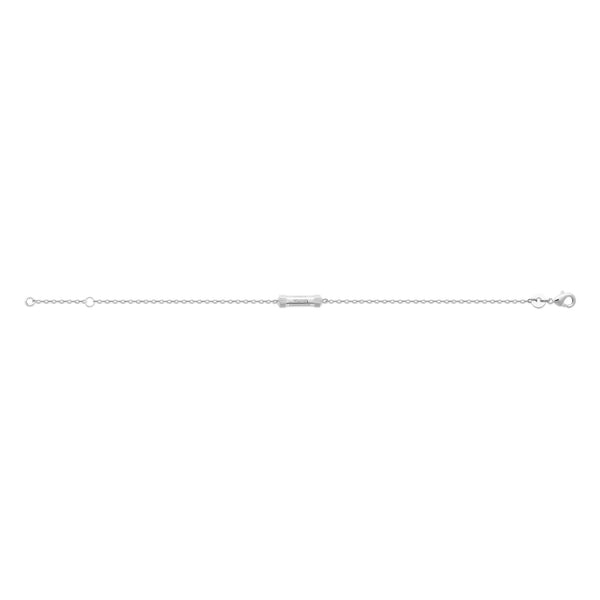 Bracelet chaîne fine tube gravé Amour Désir Harmonie en argent 925 rhodié