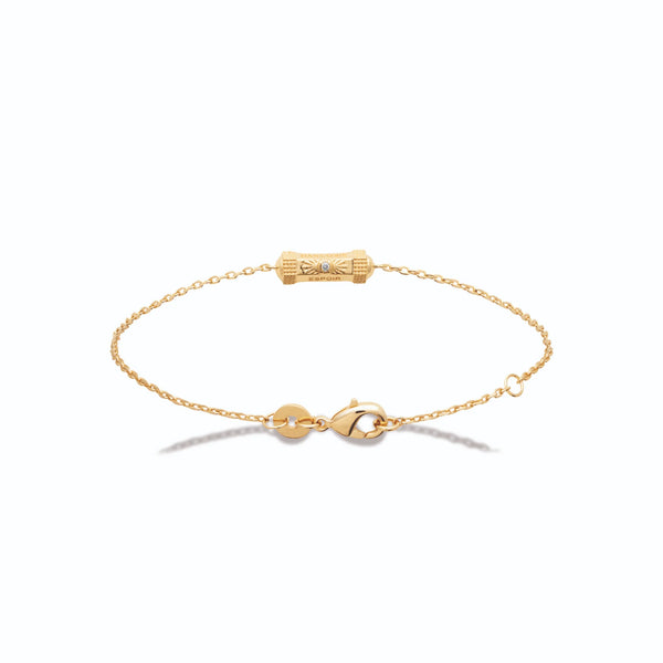Bracelet chaîne fine tube gravé Espoir et Harmonie en plaqué or
