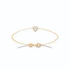 Bracelet chaîne fine zircon cœur et halo de zircons en plaqué or