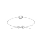 Bracelet chaîne fine zircon ovale et halo en argent 925 rhodié