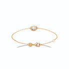 Bracelet chaîne fine zircon ovale et halo en plaqué or