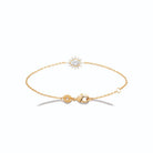 Bracelet chaîne fine zircon poire et halo rayonnant en plaqué or