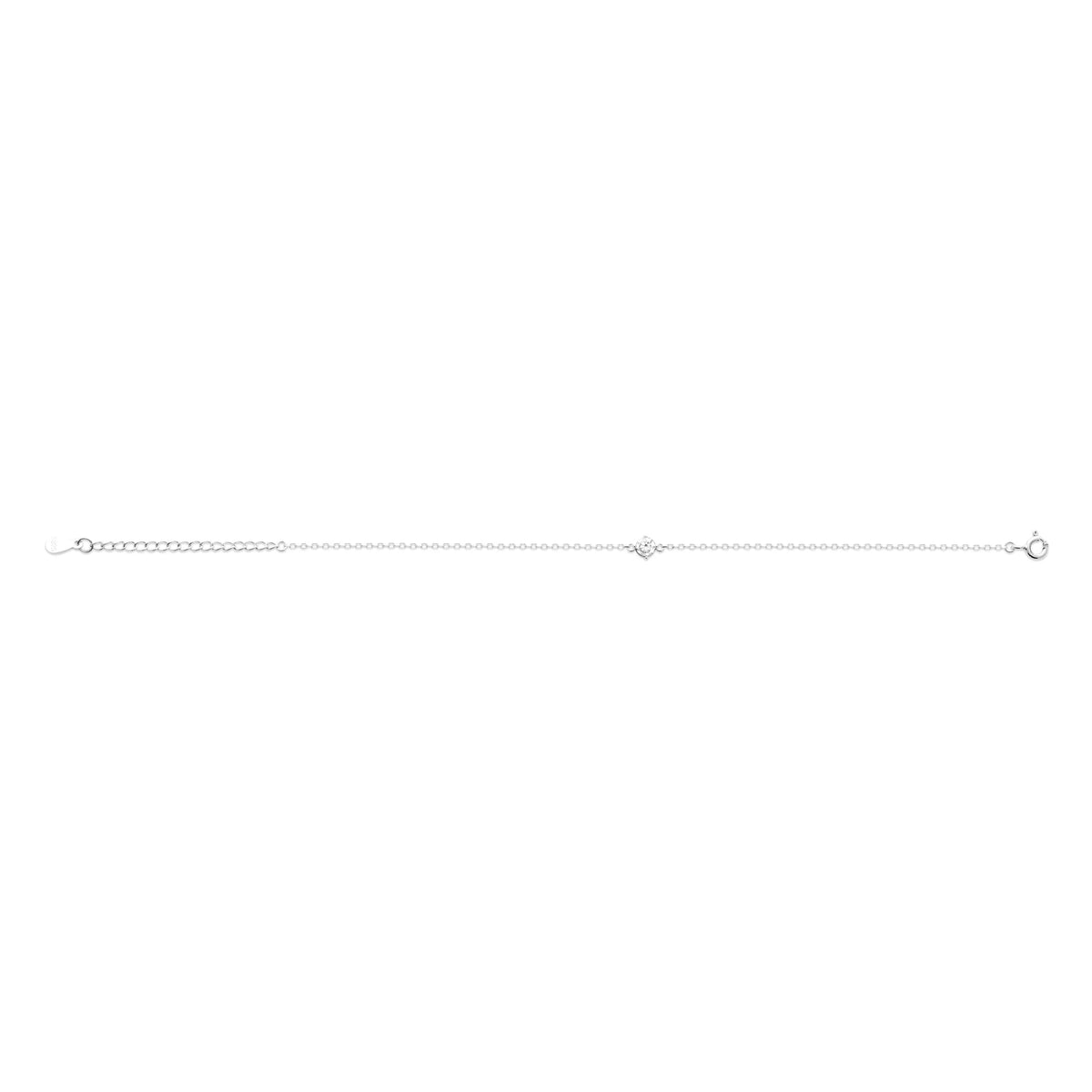 Bracelet chaîne fine zircon serti étoile en argent 925 rhodié