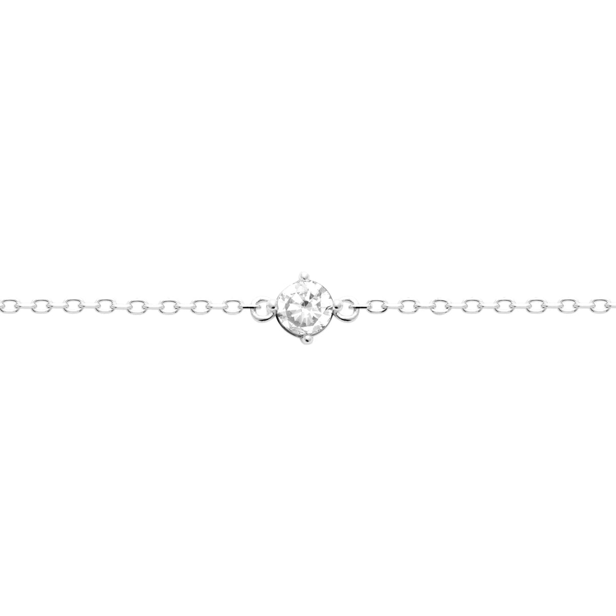 Bracelet chaîne fine zircon serti étoile en argent 925 rhodié