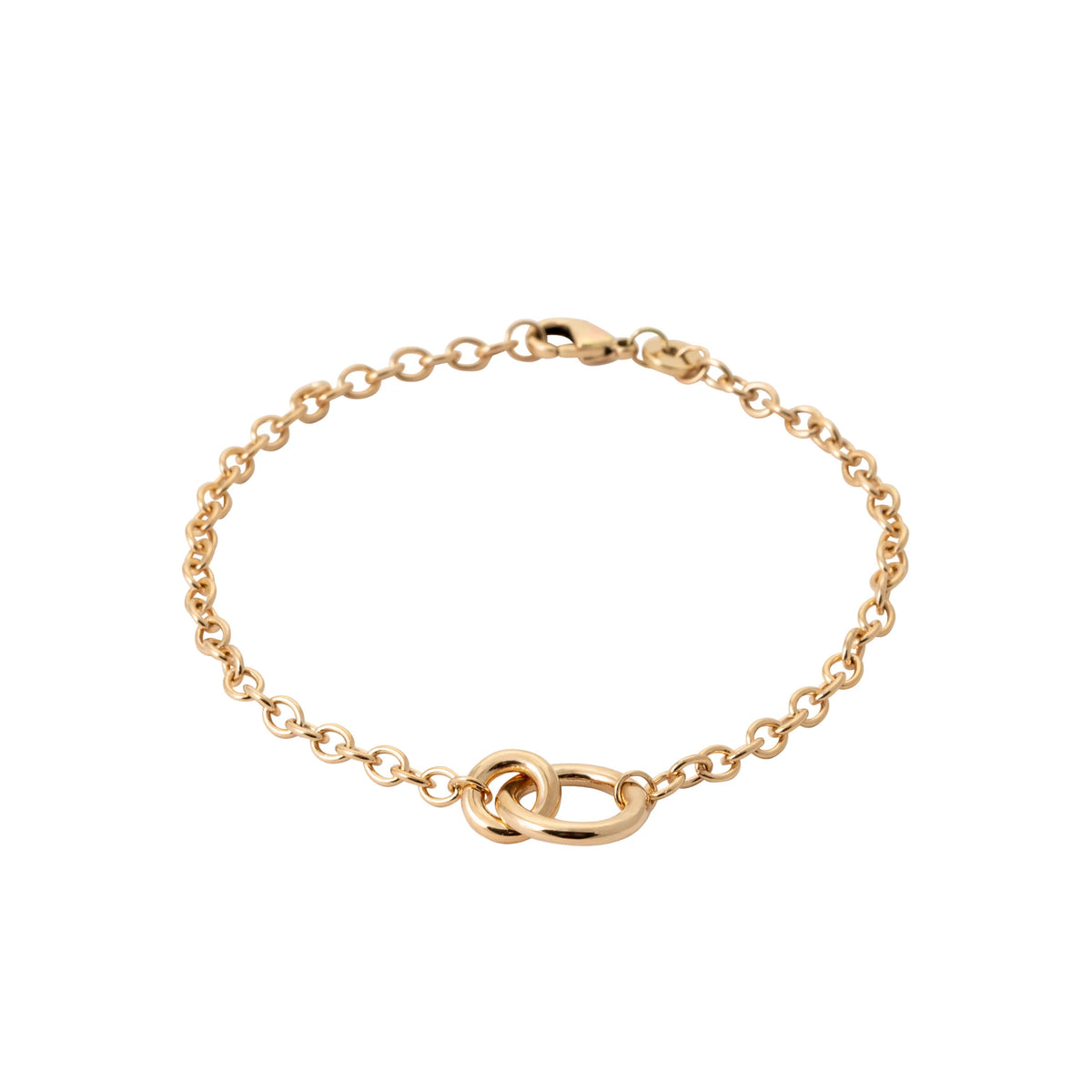 Bracelet chaîne forçat à double anneau en plaqué or homme