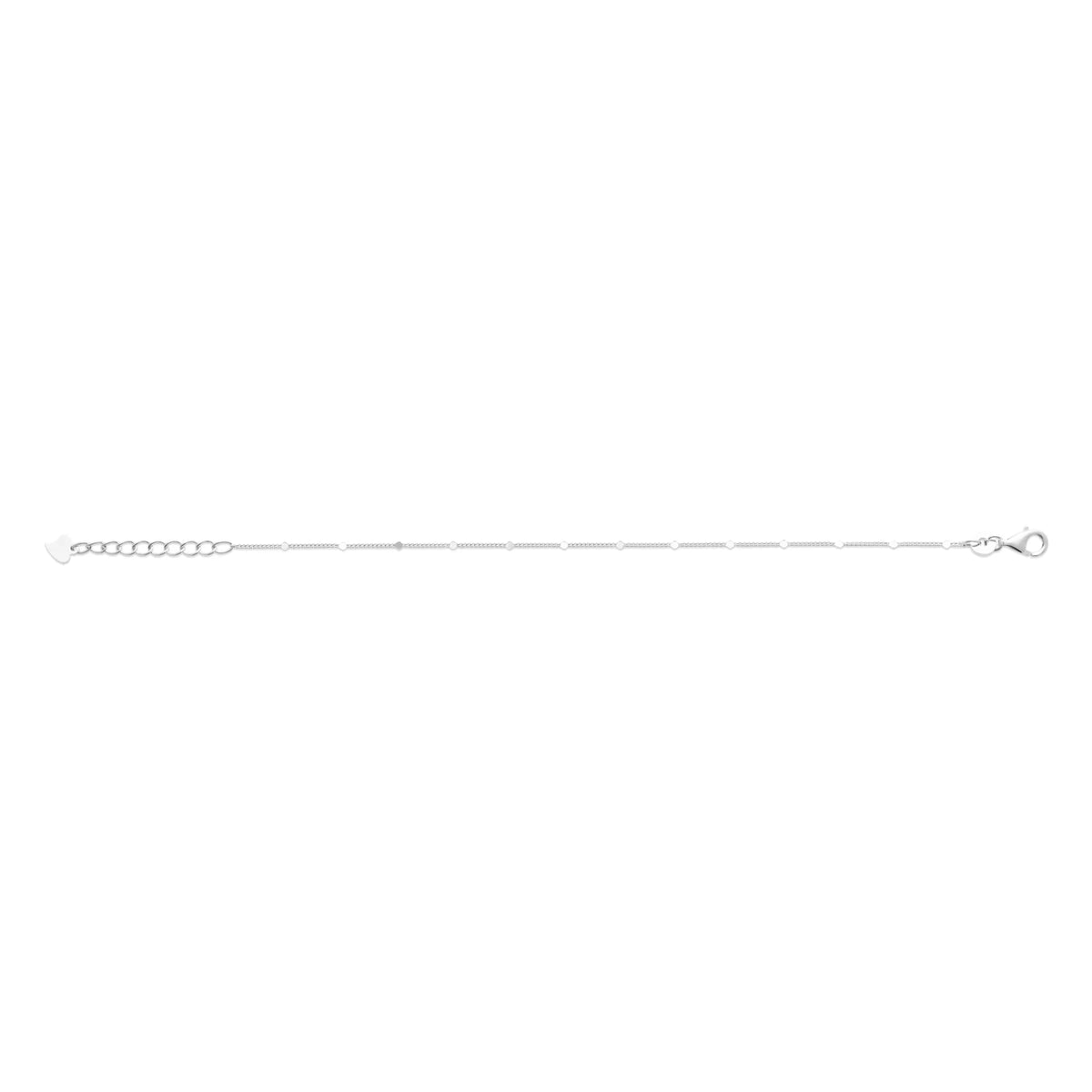 Bracelet chaîne gourmette fine à pastilles en argent 925 rhodié