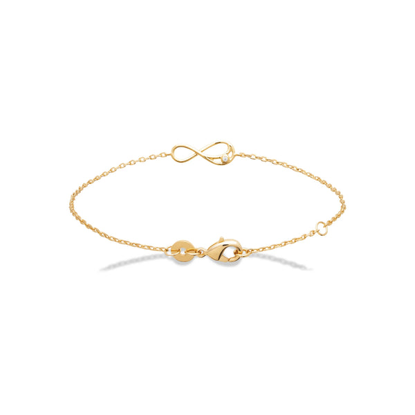 Bracelet chaîne infini zircons en plaqué or